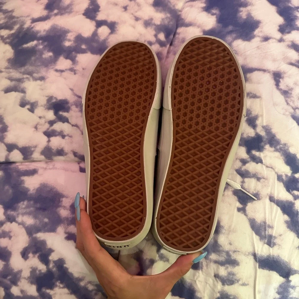 Brand new, never worn, white suede unisex UNIF F*cked Forever sneakers
